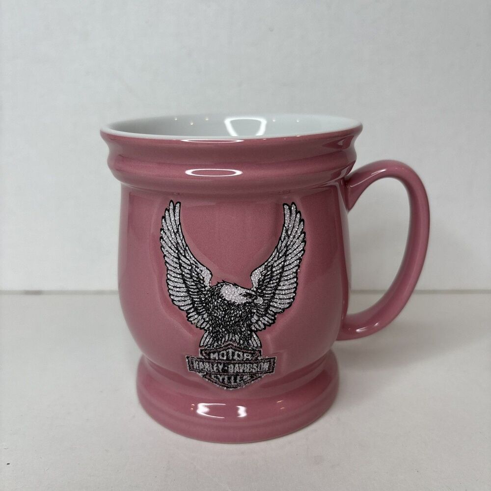 Harley Davidson Pink Coffee Mug Cup w/ Glitter Eagle 12 oz Motorcycle
